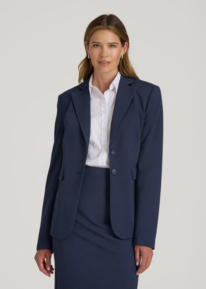 American Tall Women Freedom Flex Two-Button Slim-Fit Blazer for Tall Women in Navy