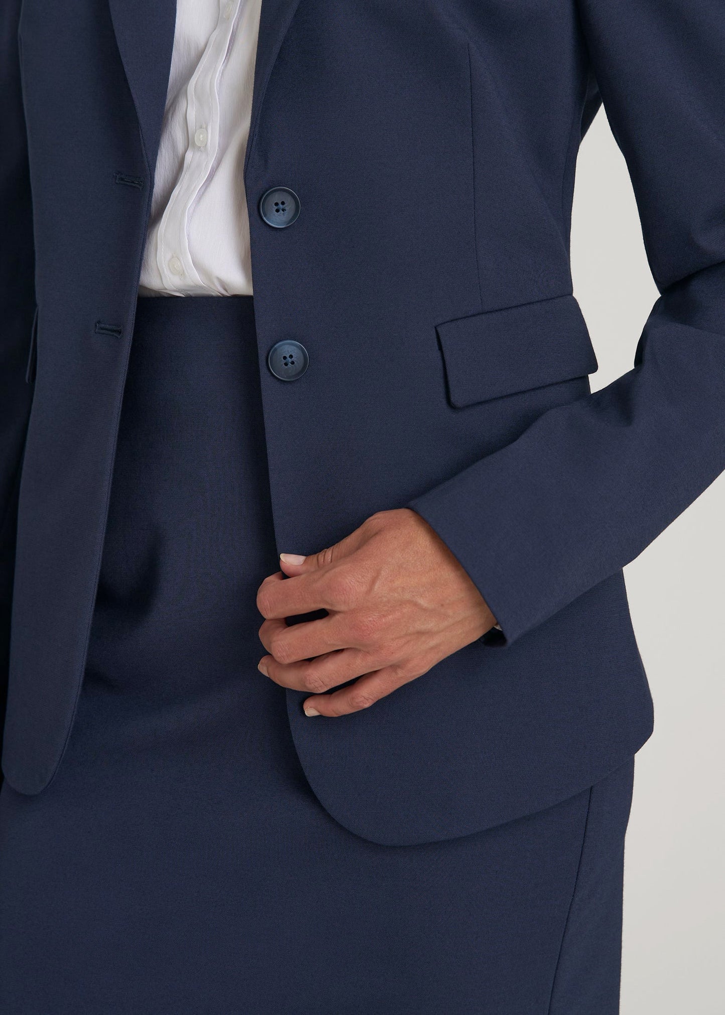 American Tall Women Freedom Flex Two-Button Slim-Fit Blazer for Tall Women in Navy