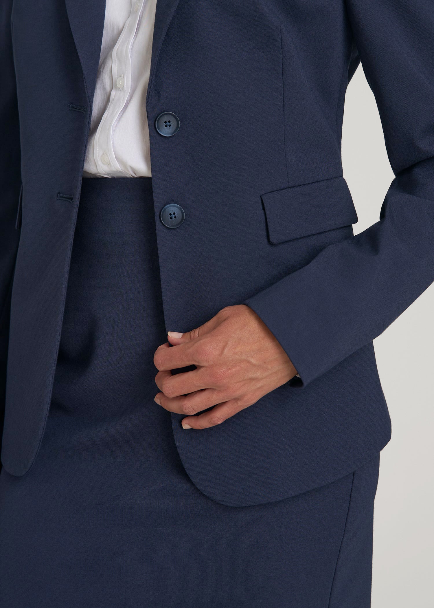 American Tall Women Freedom Flex Two-Button Slim-Fit Blazer for Tall Women in Navy