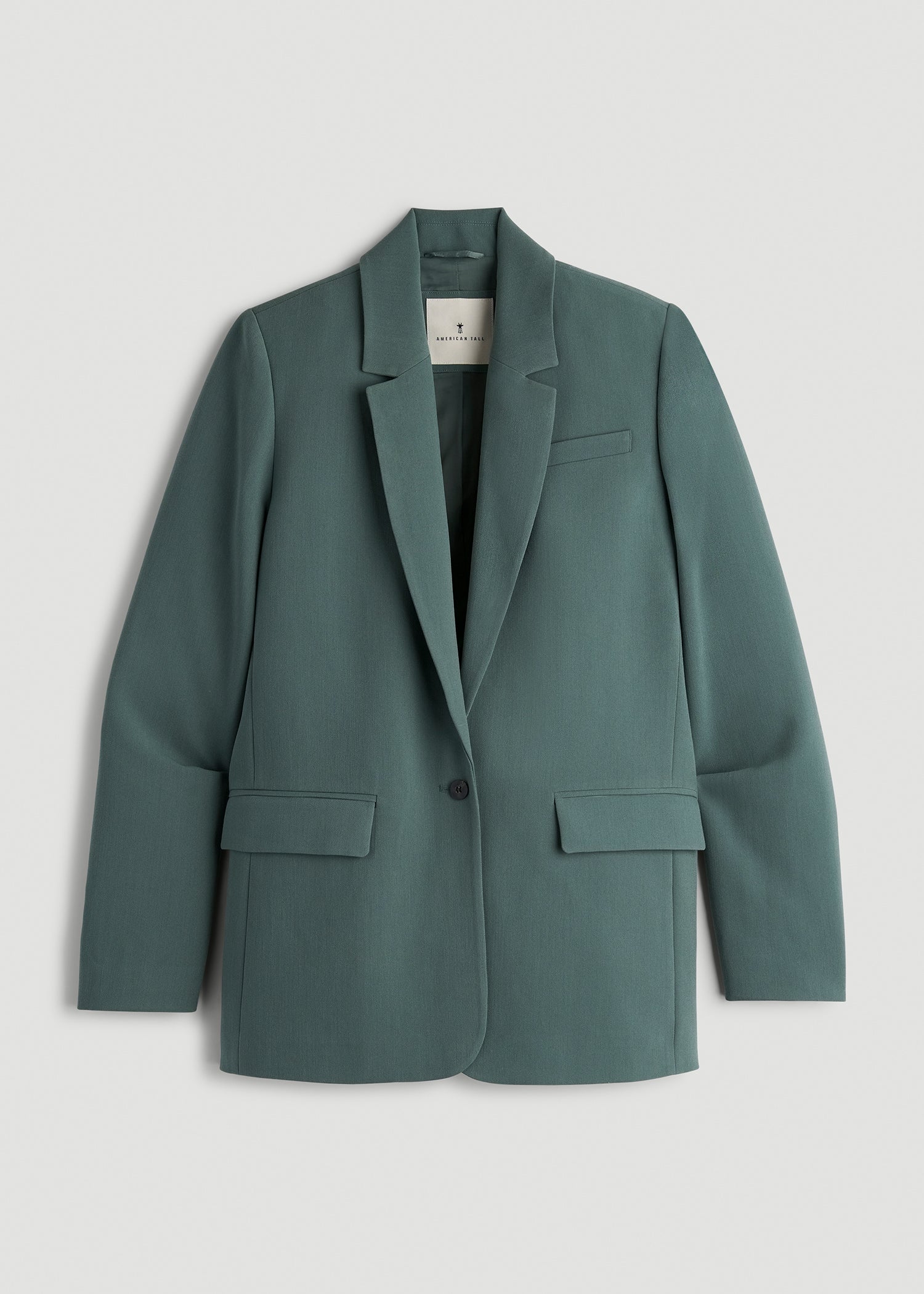 American Tall Women Boyfriend Fit Single-Button Blazer for Tall Women in Balsam Green