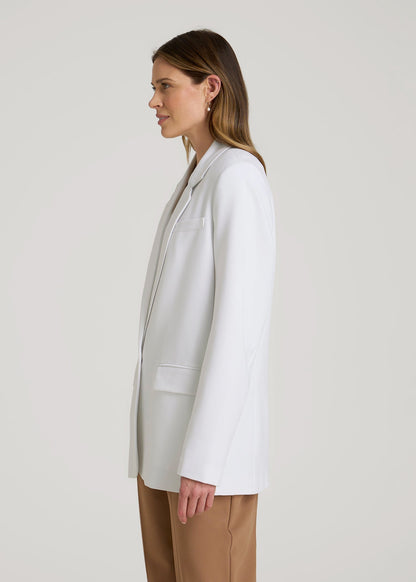 American Tall Women|Men Boyfriend Fit Single-Button Blazer for Tall Women in Optic White