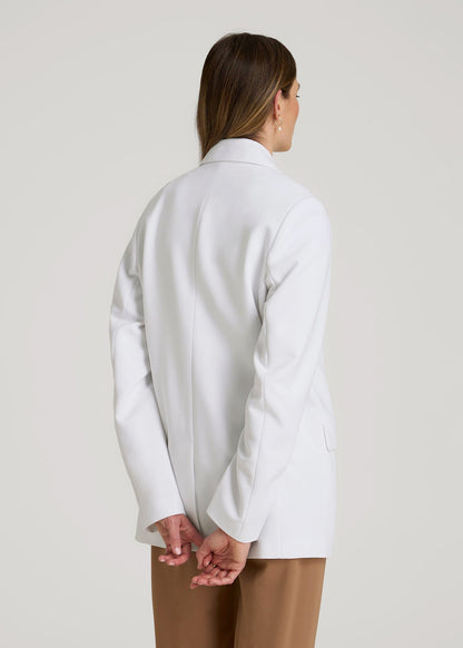 American Tall Women|Men Boyfriend Fit Single-Button Blazer for Tall Women in Optic White