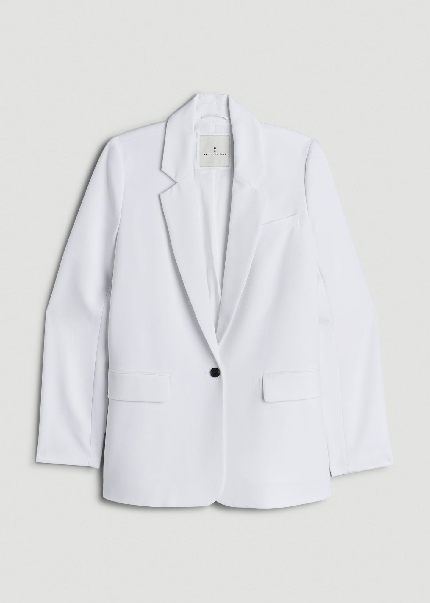 American Tall Women|Men Boyfriend Fit Single-Button Blazer for Tall Women in Optic White