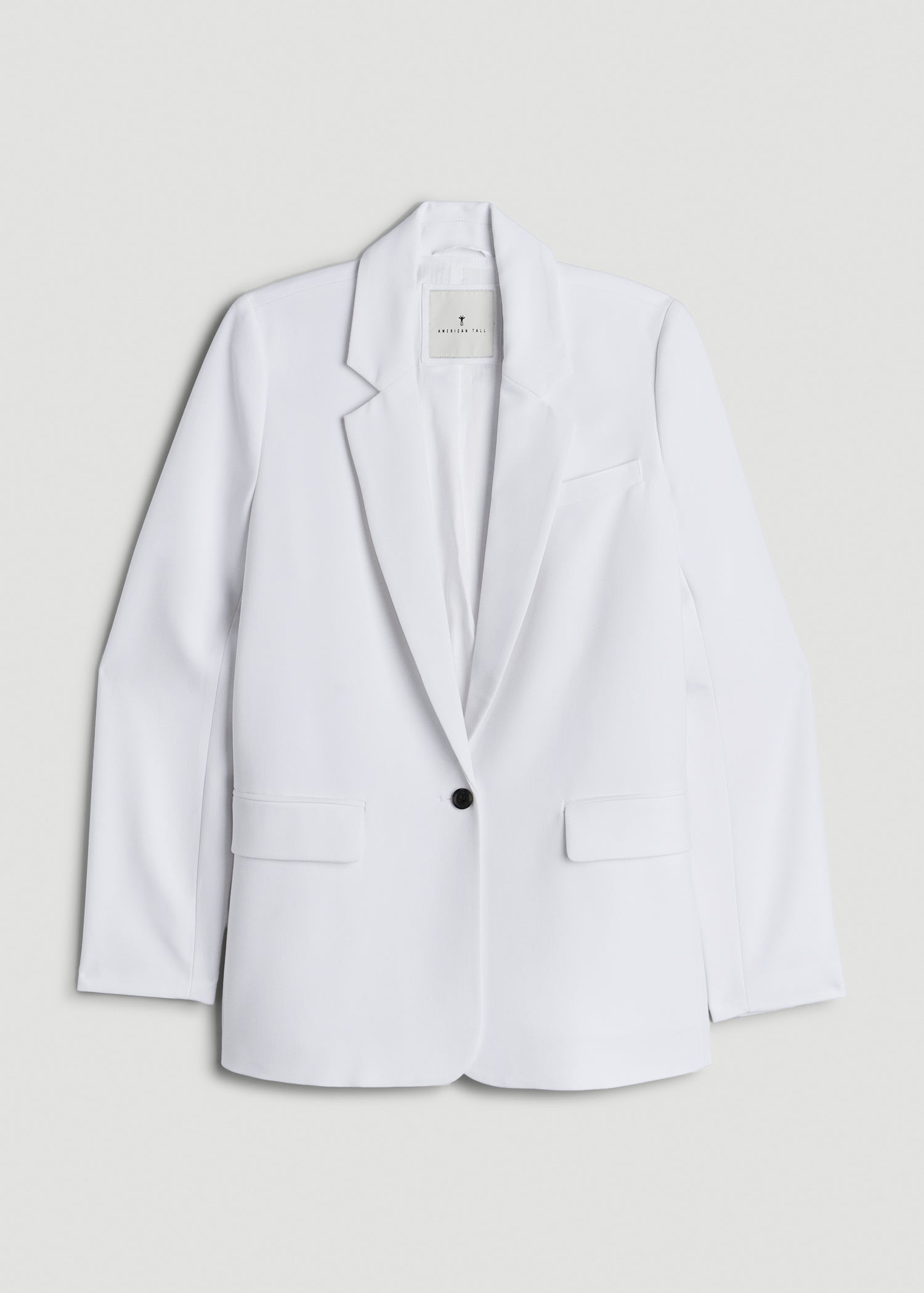American Tall Women|Men Boyfriend Fit Single-Button Blazer for Tall Women in Optic White