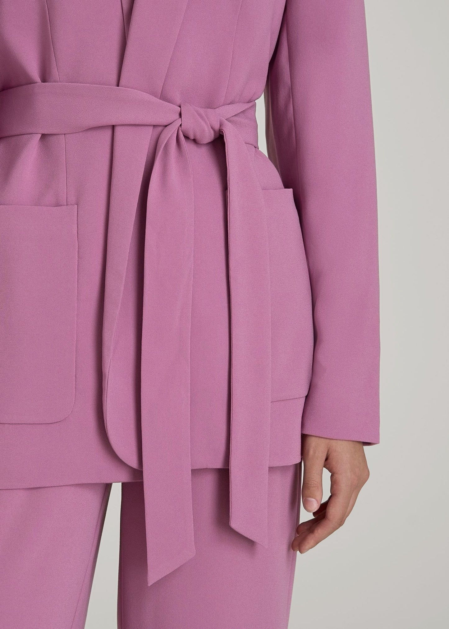 American Tall Women|Men Crepe Wrap Blazer for Tall Women in Argyle Purple