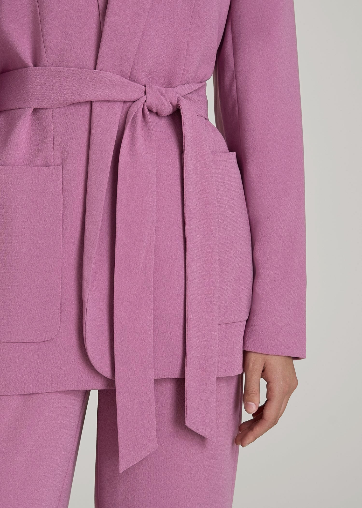 American Tall Women|Men Crepe Wrap Blazer for Tall Women in Argyle Purple