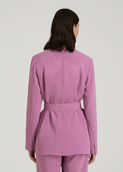 American Tall Women|Men Crepe Wrap Blazer for Tall Women in Argyle Purple