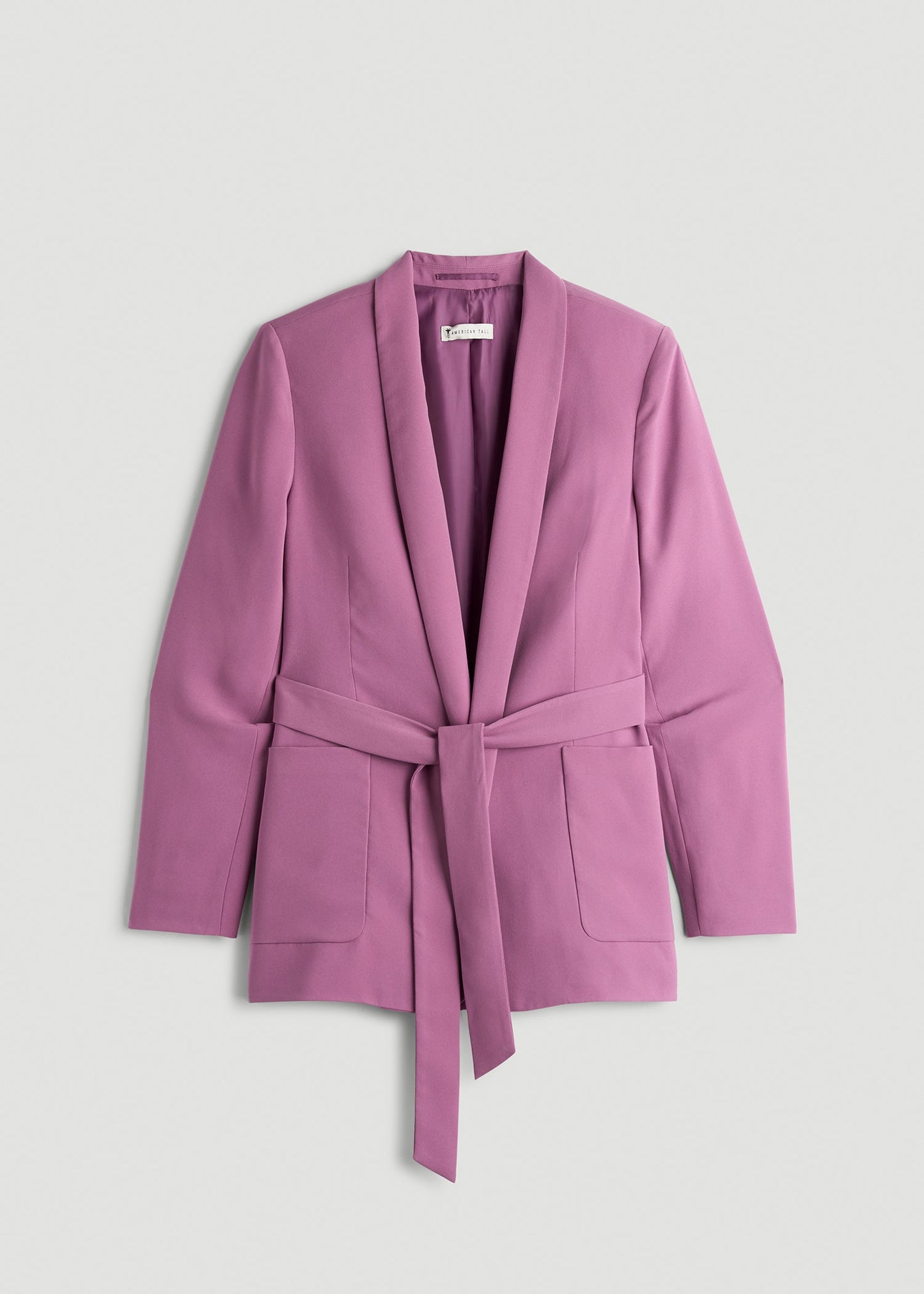 American Tall Women|Men Crepe Wrap Blazer for Tall Women in Argyle Purple