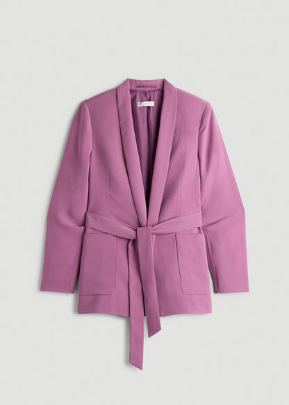 American Tall Women|Men Crepe Wrap Blazer for Tall Women in Argyle Purple