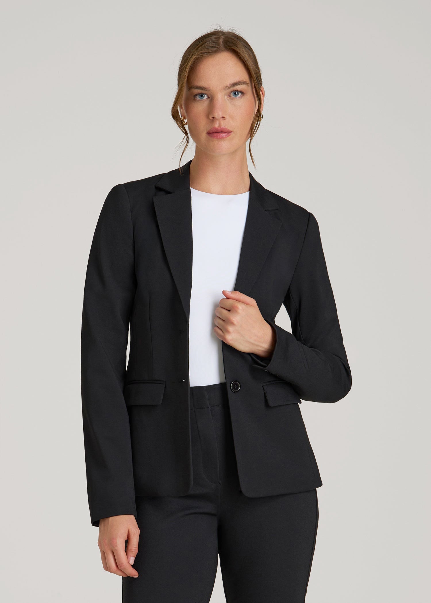 American Tall Women SLIM-FIT Two Button Blazer for Tall Women in Black