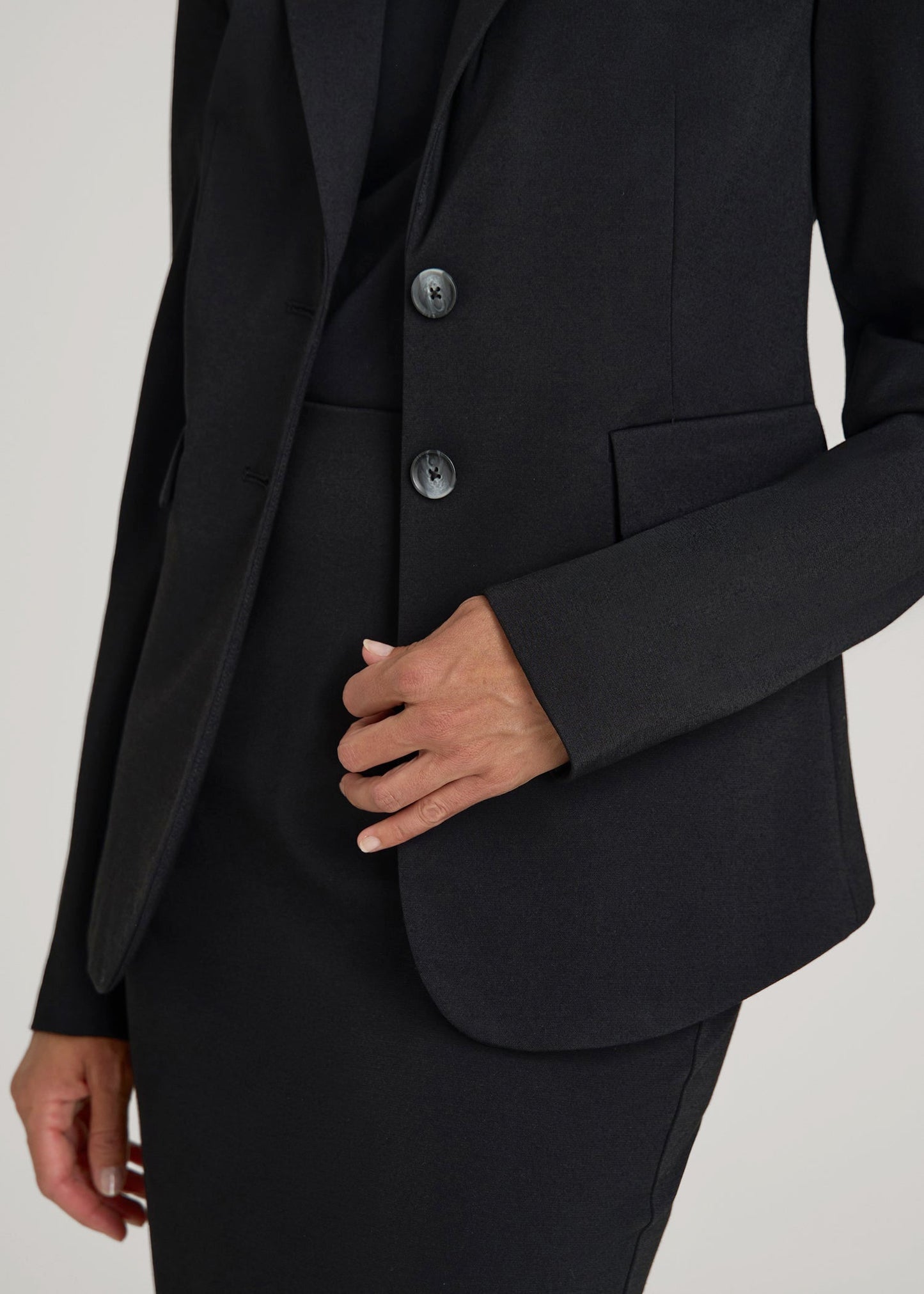 American Tall Women SLIM-FIT Two Button Blazer for Tall Women in Black