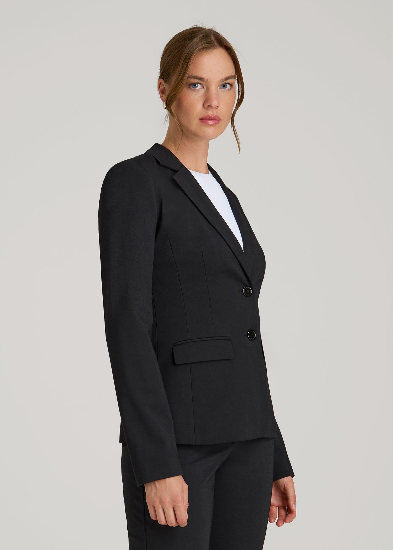 American Tall Women SLIM-FIT Two Button Blazer for Tall Women in Black
