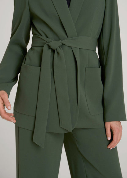 American Tall Women|Men Crepe Wrap Blazer for Tall Women in Climbing Ivy