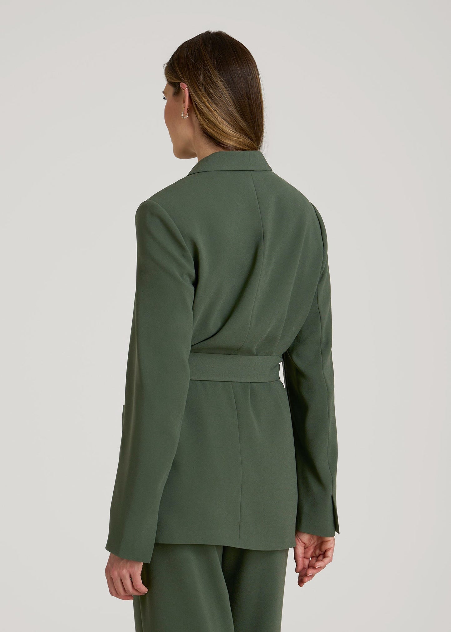American Tall Women|Men Crepe Wrap Blazer for Tall Women in Climbing Ivy