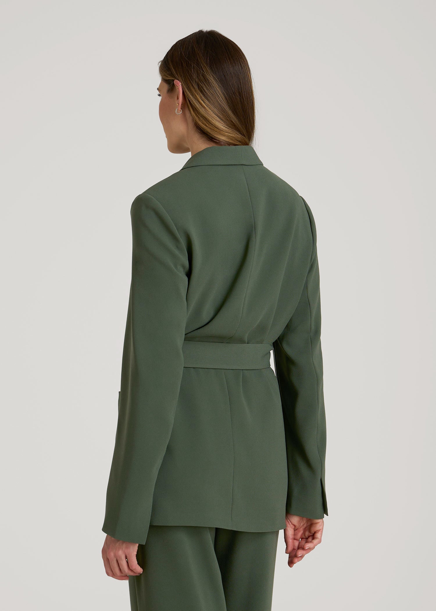 American Tall Women|Men Crepe Wrap Blazer for Tall Women in Climbing Ivy