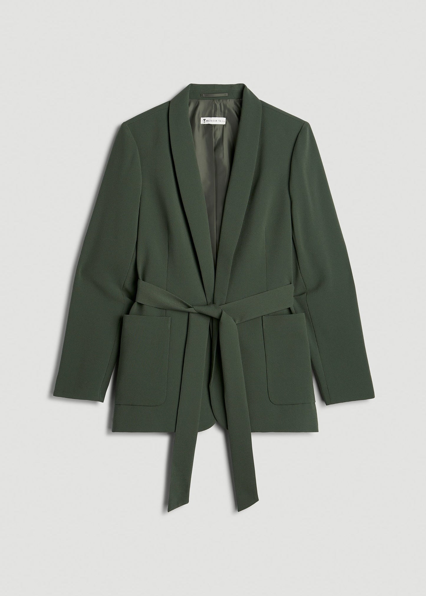 American Tall Women|Men Crepe Wrap Blazer for Tall Women in Climbing Ivy