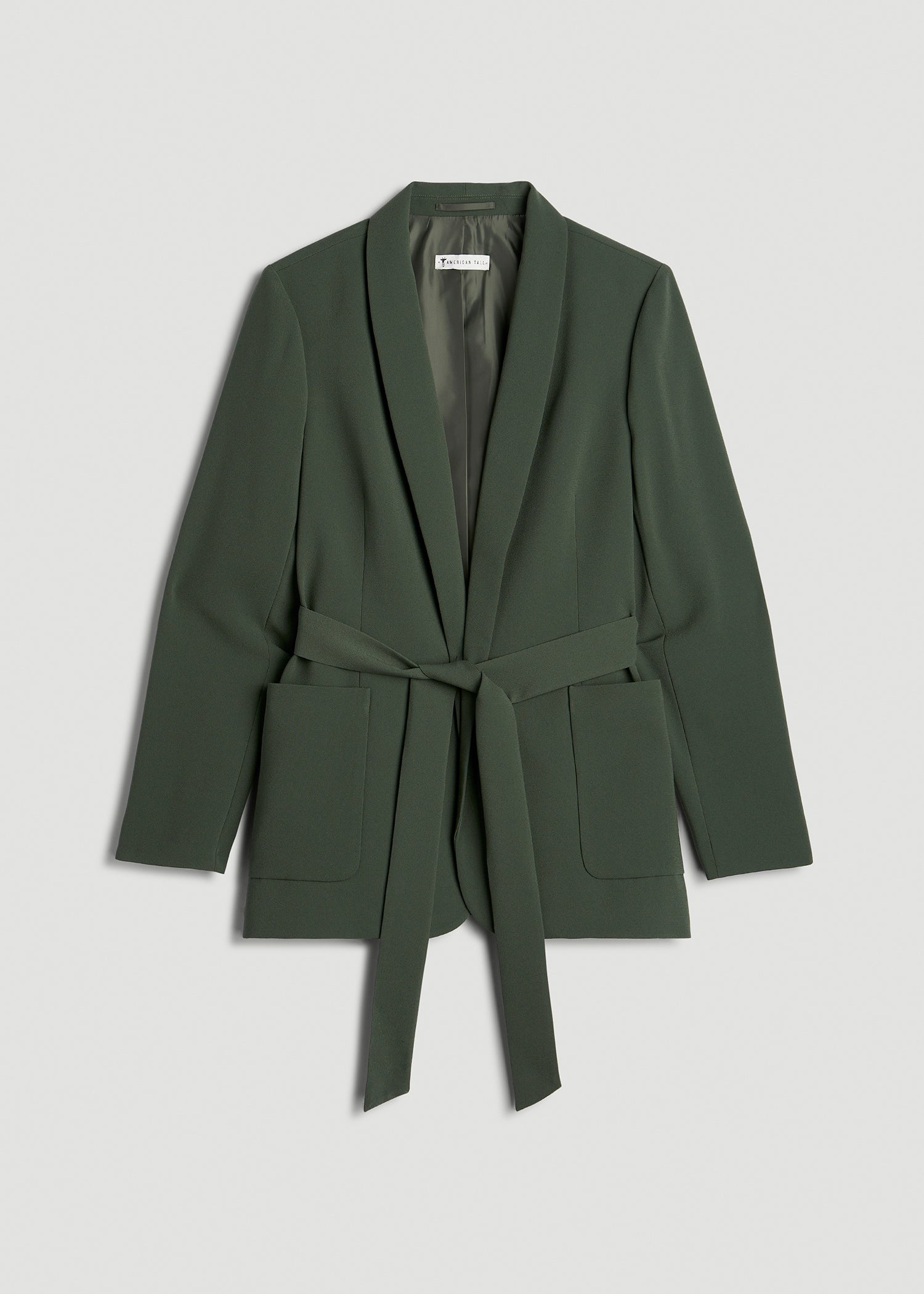 American Tall Women|Men Crepe Wrap Blazer for Tall Women in Climbing Ivy
