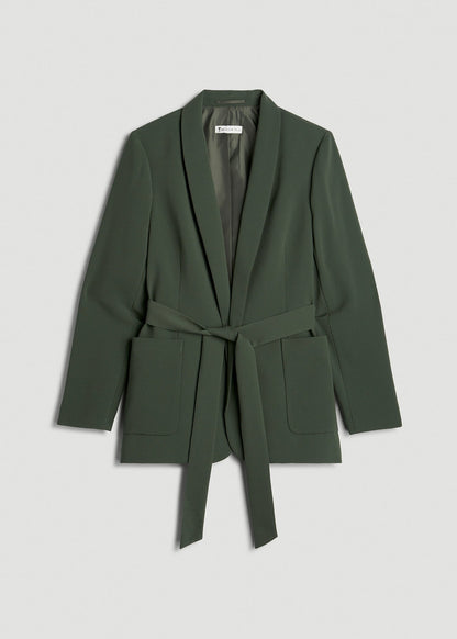 American Tall Women|Men Crepe Wrap Blazer for Tall Women in Climbing Ivy