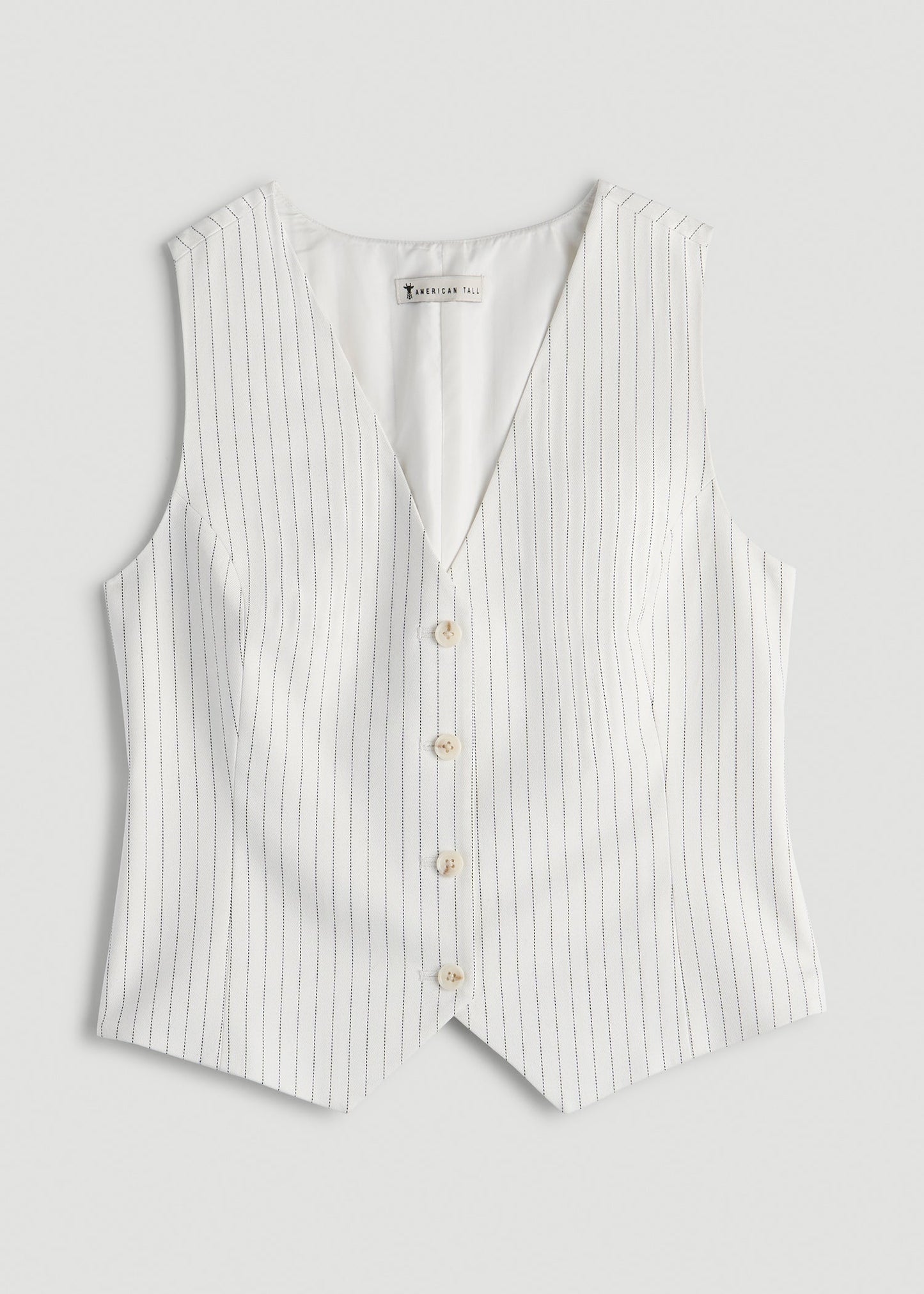 American Tall Women|Men Tailored Vest for Tall Women in Off White Pinstripe