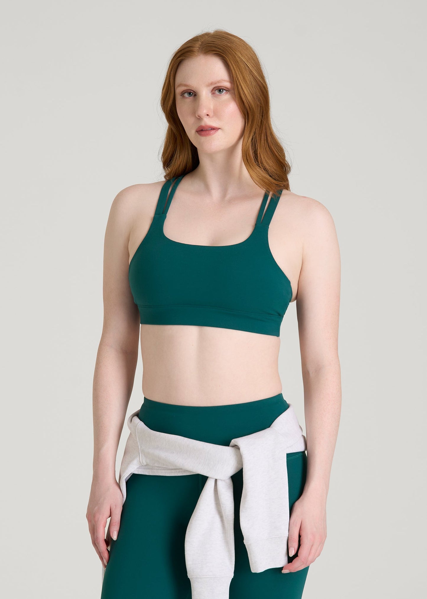 American Tall Women Balance Multi-Strap Sports Bra for Tall Women in Deep Teal