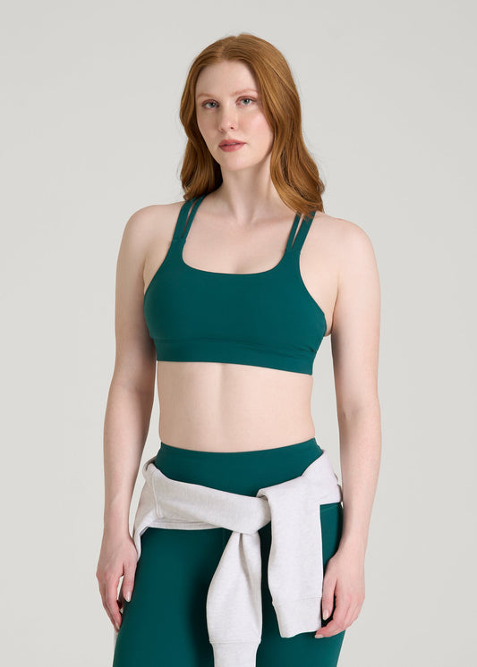American Tall Women Balance Multi-Strap Sports Bra for Tall Women in Deep Teal