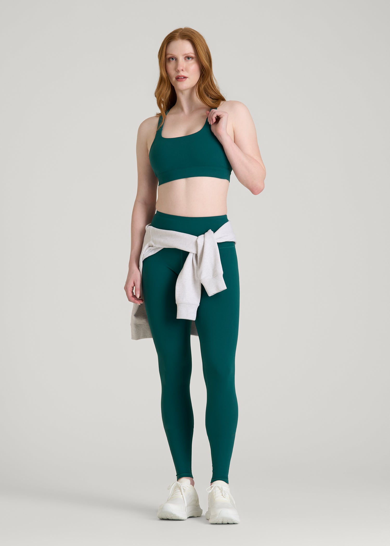 American Tall Women Balance Multi-Strap Sports Bra for Tall Women in Deep Teal