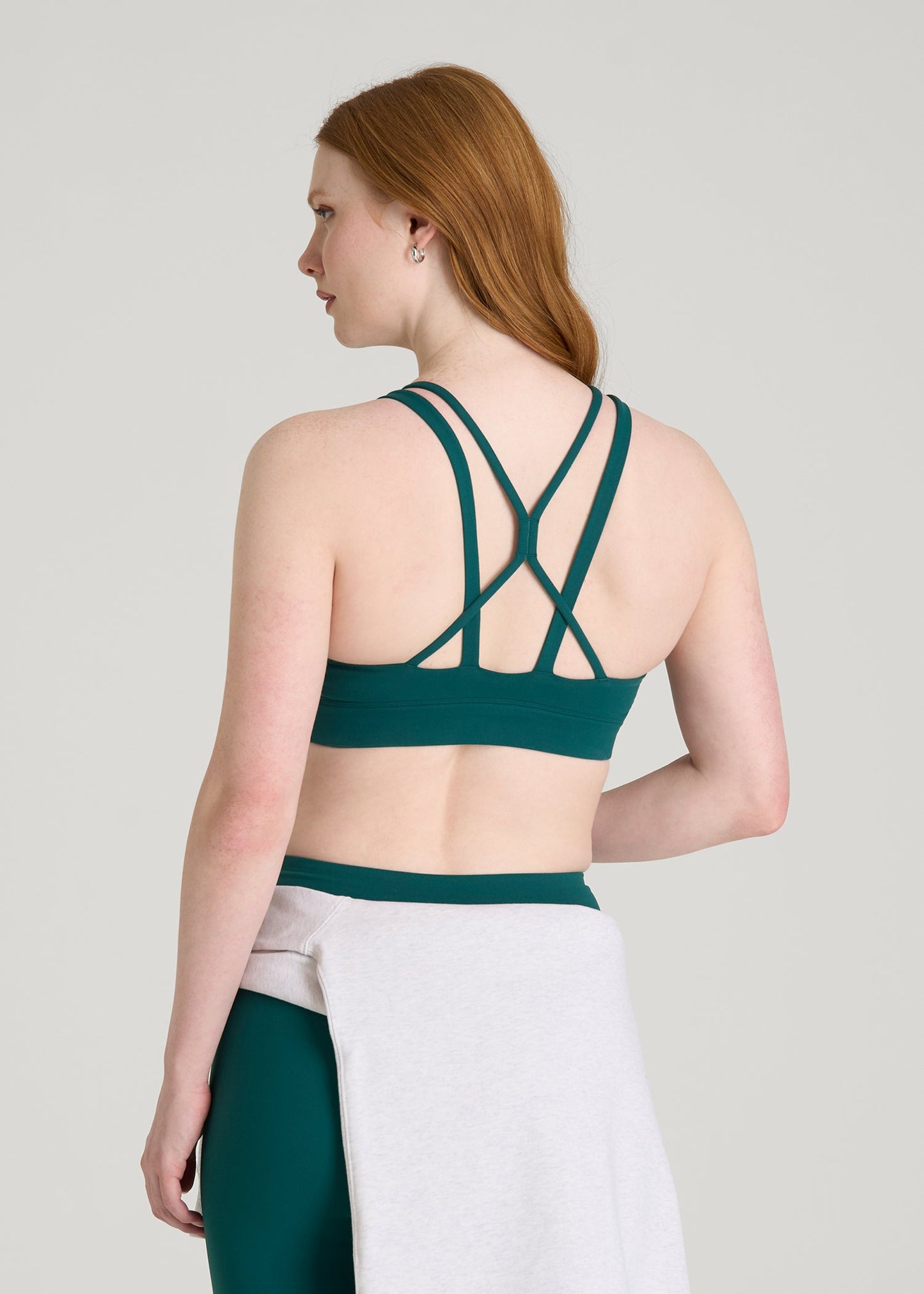 American Tall Women Balance Multi-Strap Sports Bra for Tall Women in Deep Teal