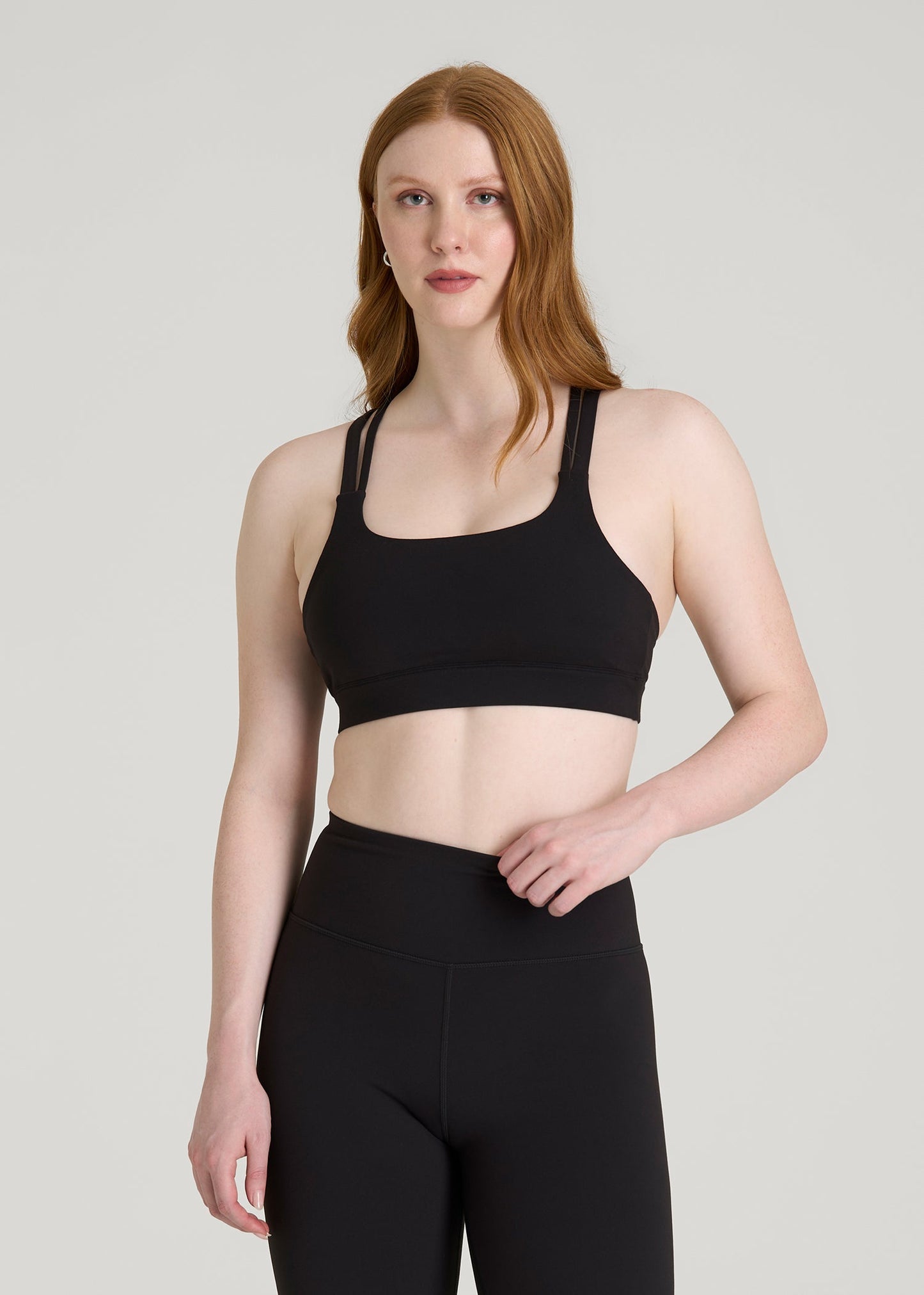 American Tall Women Balance Multi-Strap Sports Bra for Tall Women in Black