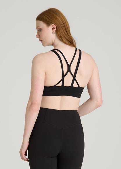 American Tall Women Balance Multi-Strap Sports Bra for Tall Women in Black