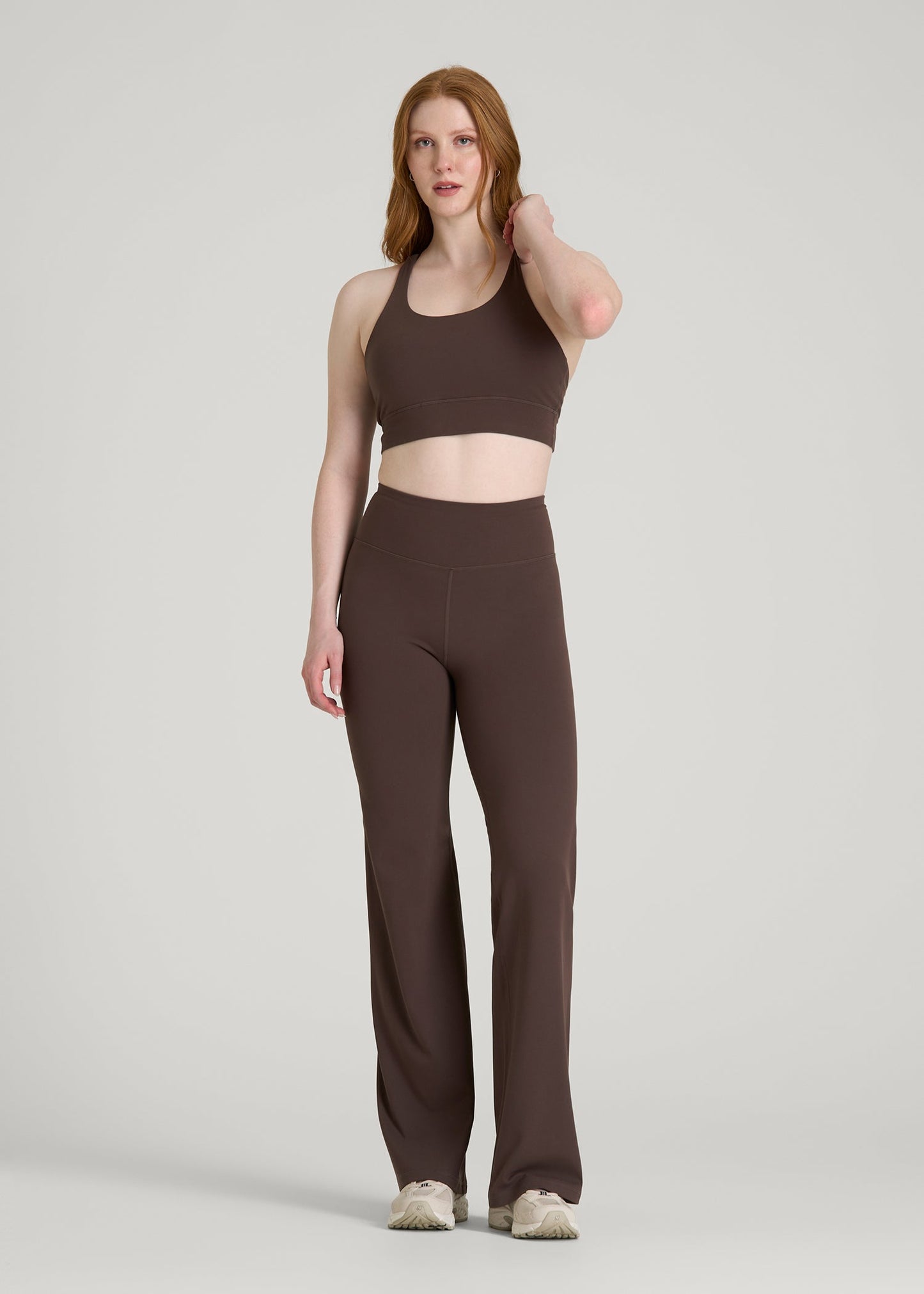 American Tall Women Balance Crisscross Sports Bra for Tall Women in Espresso