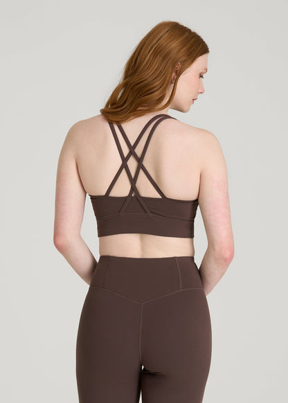 American Tall Women Balance Crisscross Sports Bra for Tall Women in Espresso