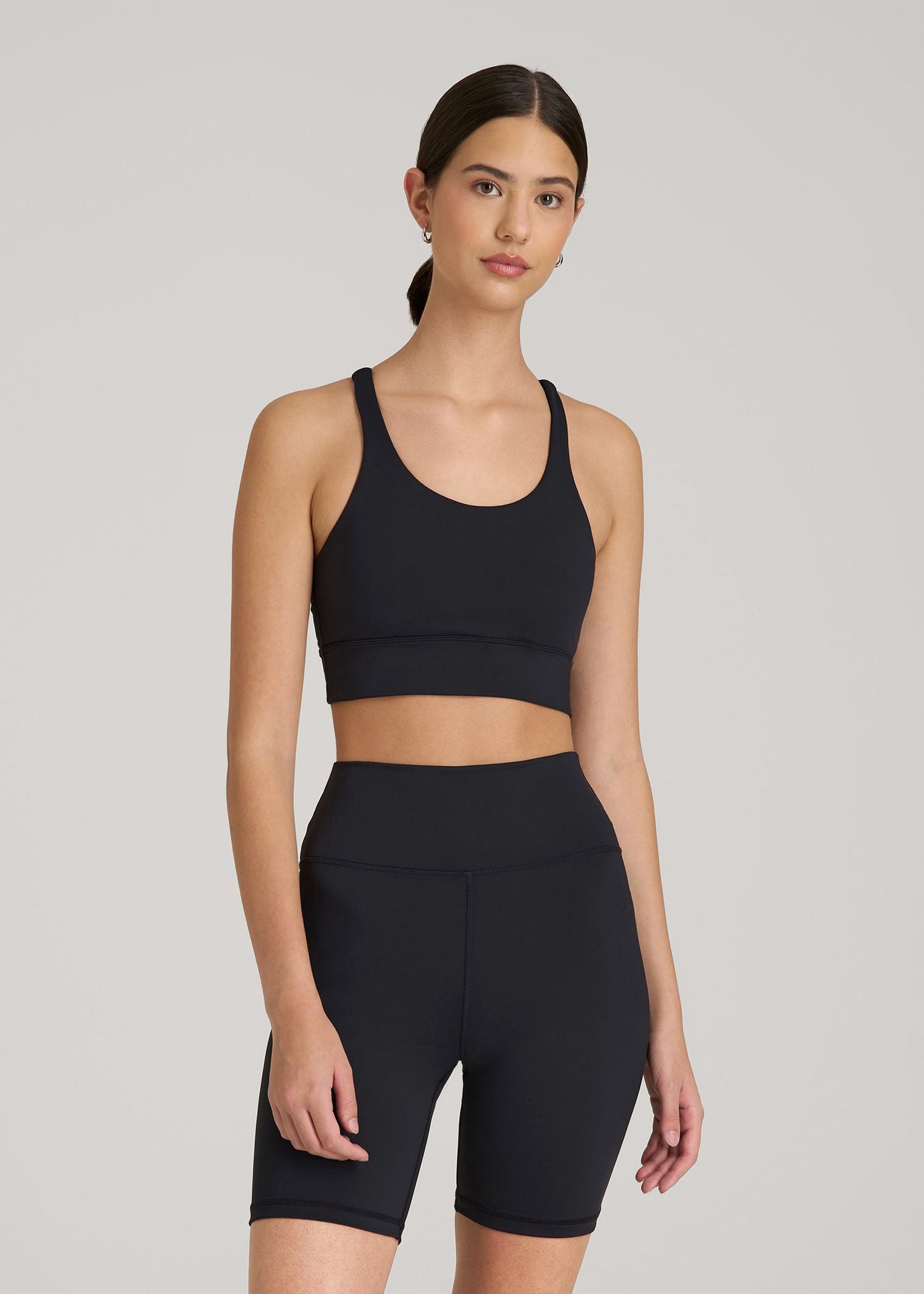 American Tall Women Balance Crisscross Sports Bra for Tall Women in Black
