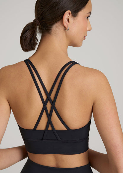 American Tall Women Balance Crisscross Sports Bra for Tall Women in Black