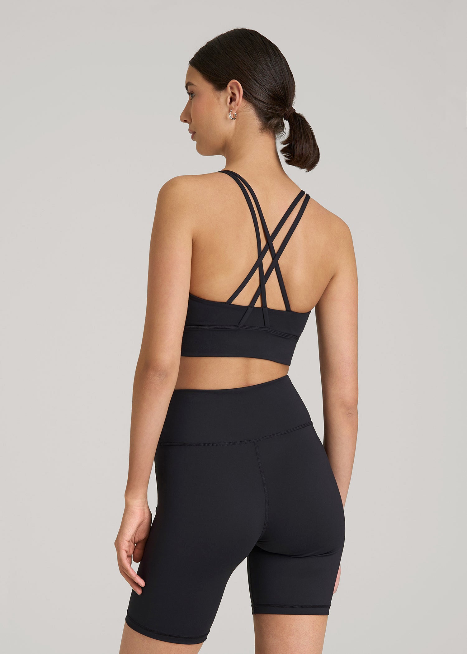 American Tall Women Balance Crisscross Sports Bra for Tall Women in Black