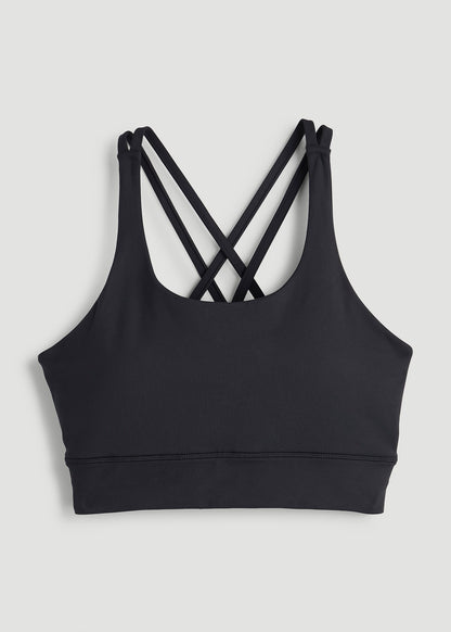 American Tall Women Balance Crisscross Sports Bra for Tall Women in Black