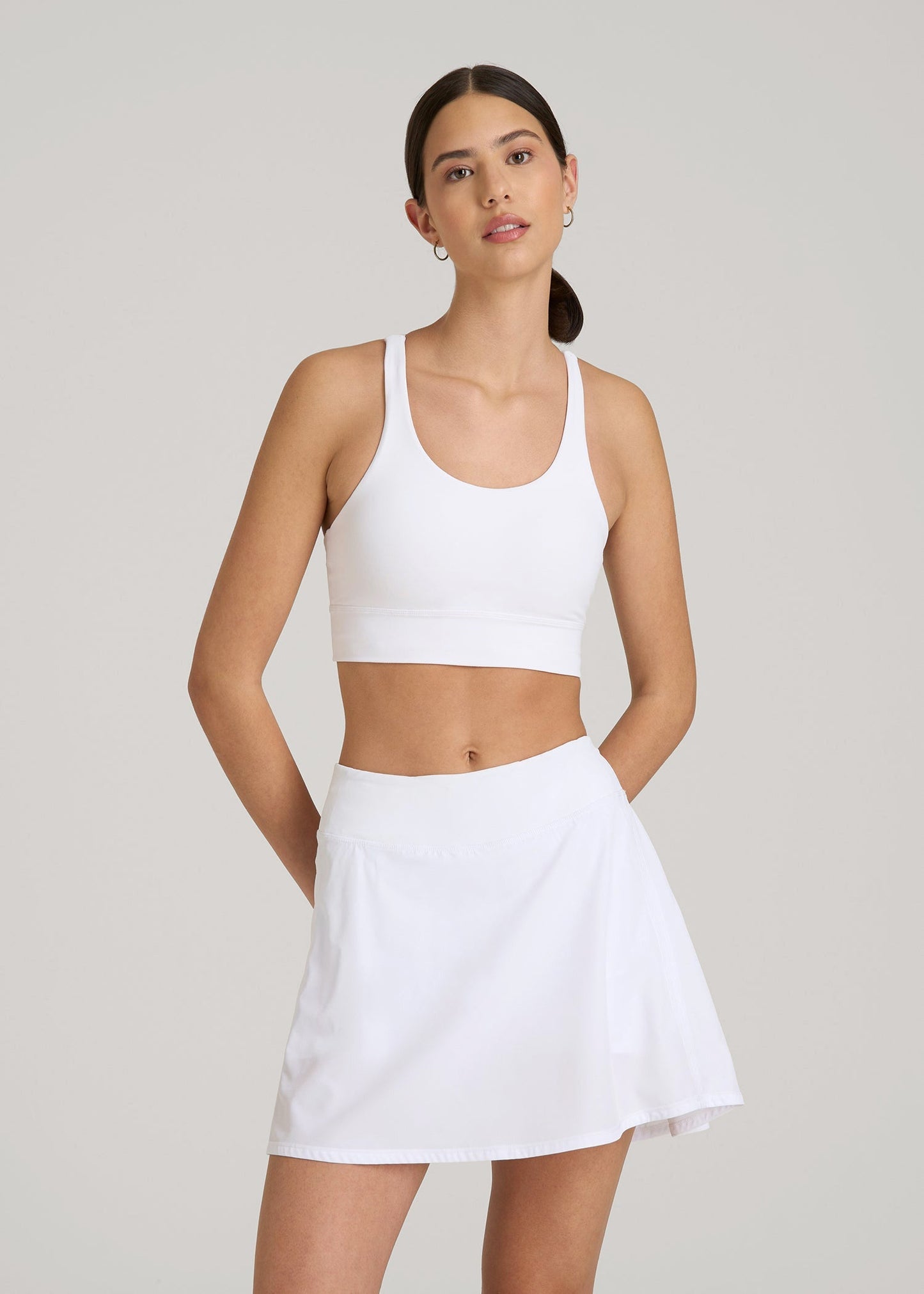American Tall Women Balance Crisscross Sports Bra for Tall Women in Bright White
