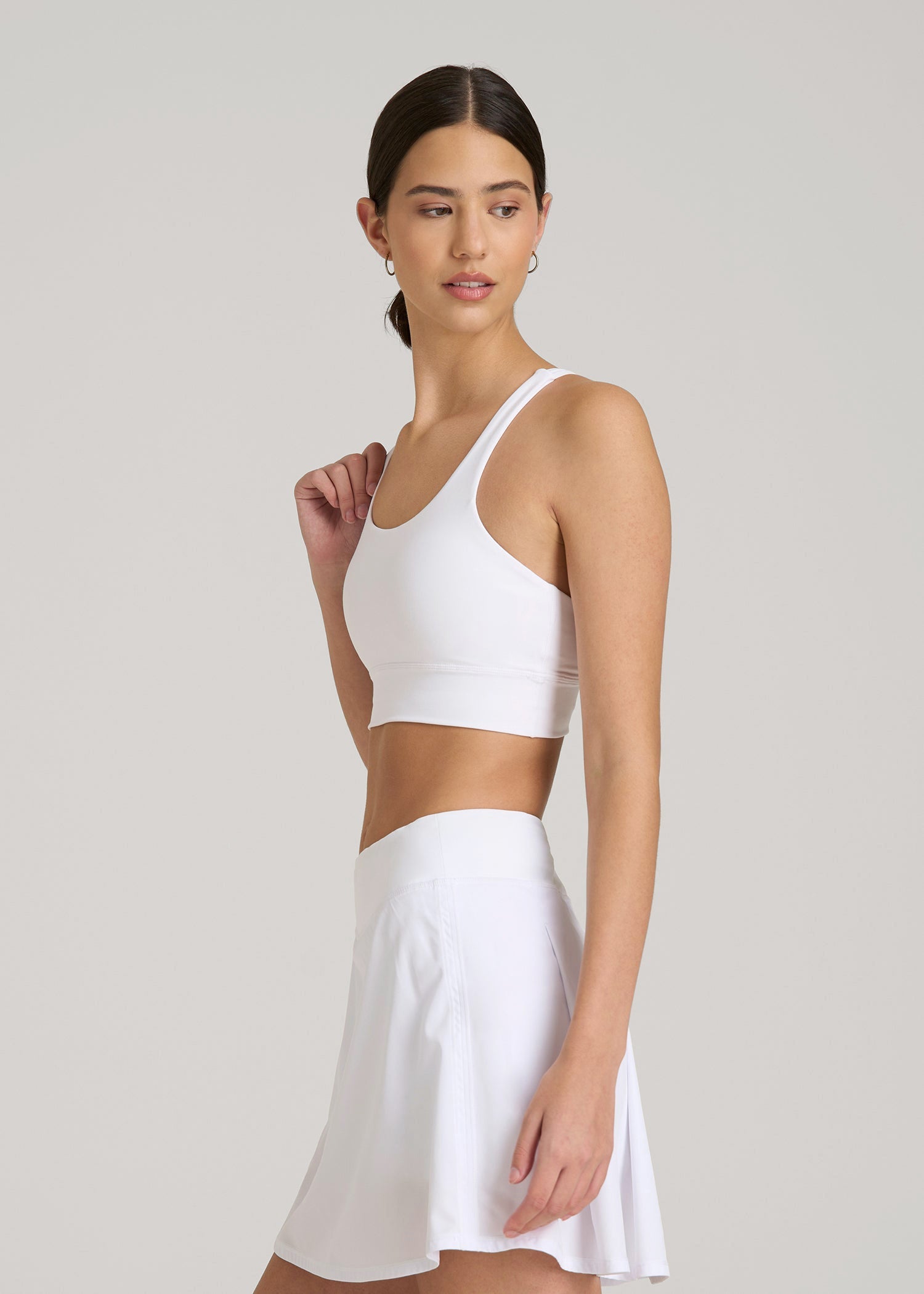 American Tall Women Balance Crisscross Sports Bra for Tall Women in Bright White