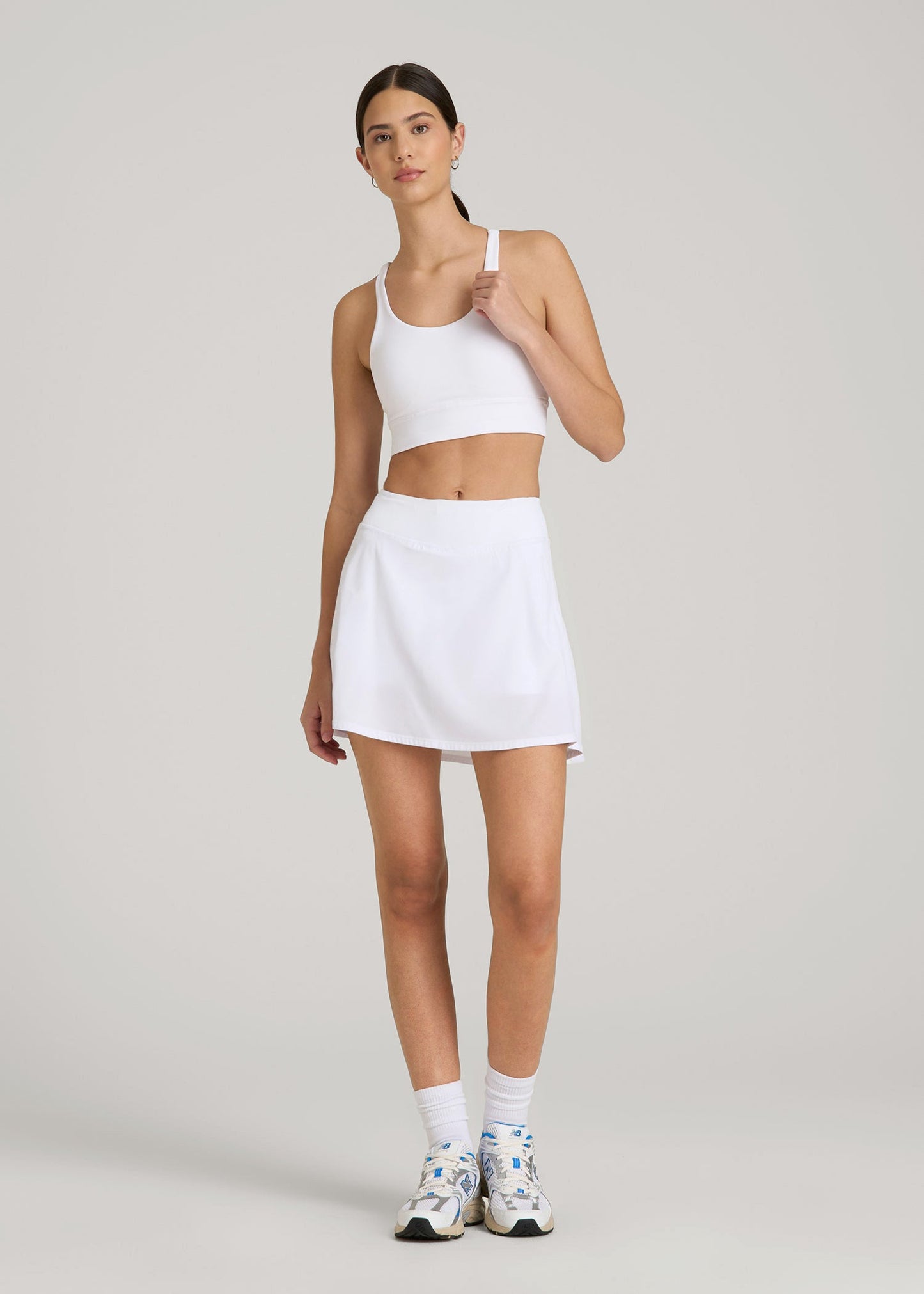 American Tall Women Balance Crisscross Sports Bra for Tall Women in Bright White
