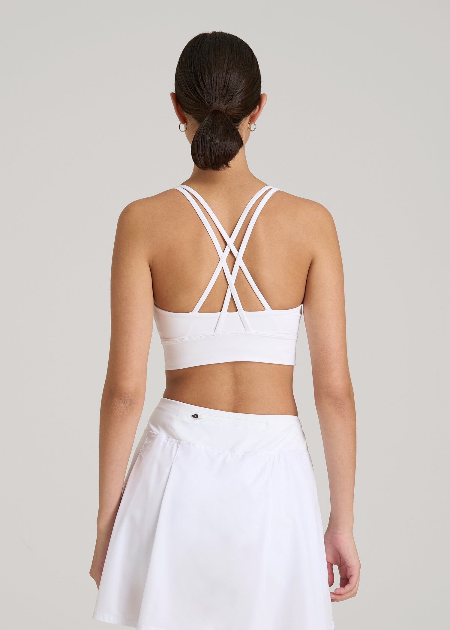 American Tall Women Balance Crisscross Sports Bra for Tall Women in Bright White