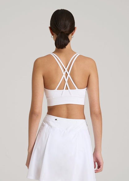 American Tall Women Balance Crisscross Sports Bra for Tall Women in Bright White