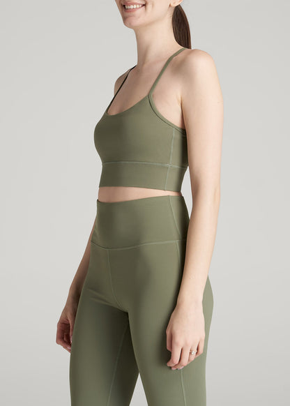 American Tall Women Racerback Sports Bra for Tall Women in Olive
