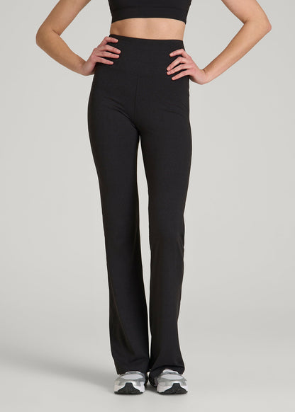 American Tall Women Ultra Soft High Rise Flare Yoga Pants for Tall Women in Black Mix