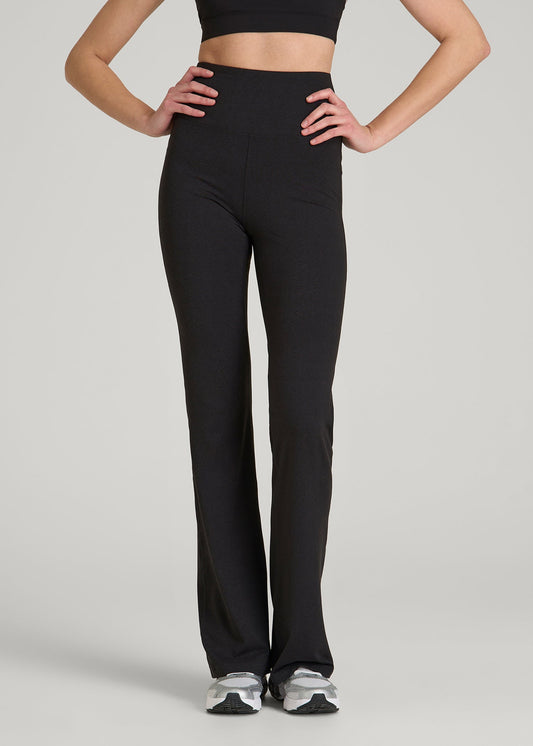 American Tall Women Ultra Soft High Rise Flare Yoga Pants for Tall Women in Black Mix