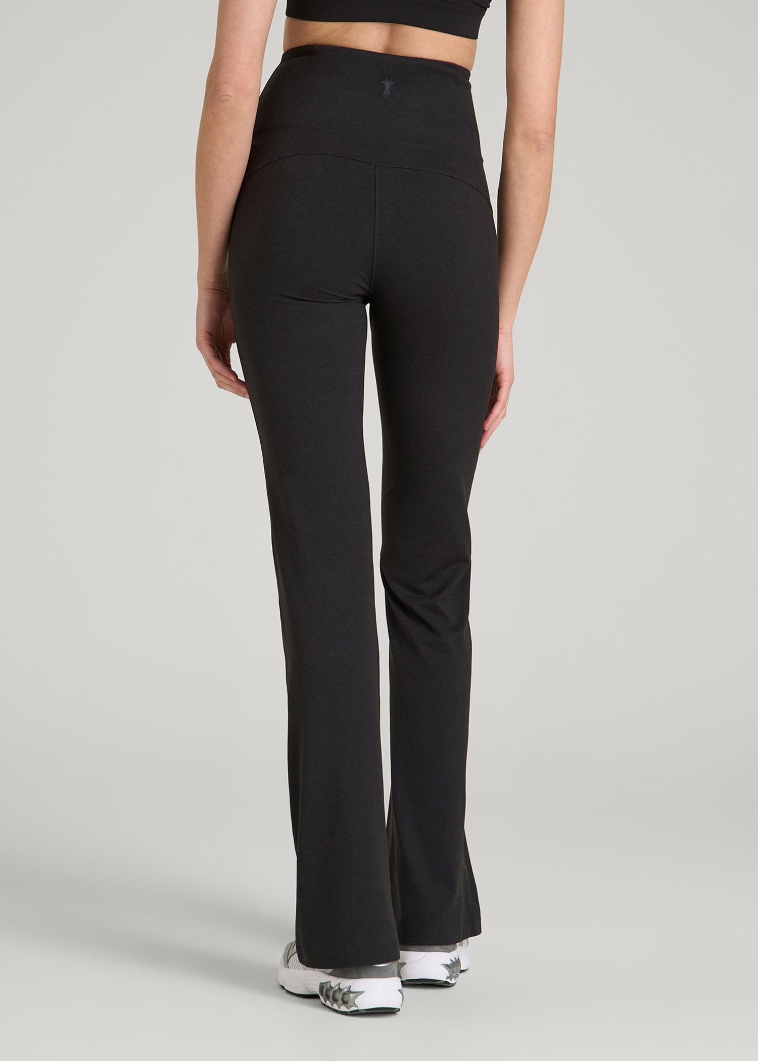American Tall Women Ultra Soft High Rise Flare Yoga Pants for Tall Women in Black Mix