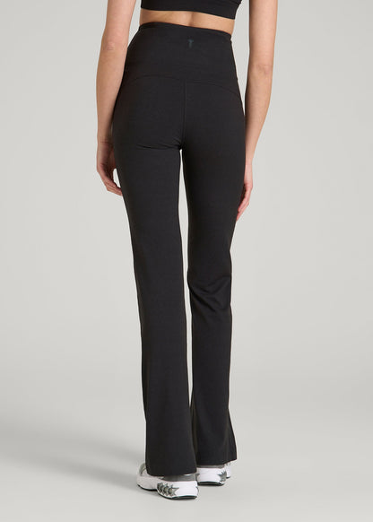 American Tall Women Ultra Soft High Rise Flare Yoga Pants for Tall Women in Black Mix