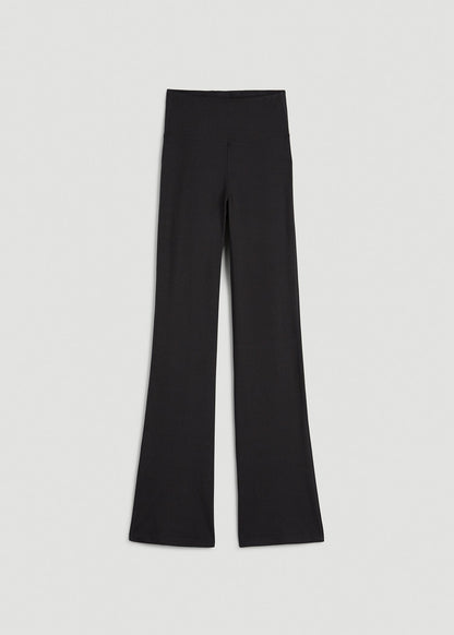 American Tall Women Ultra Soft High Rise Flare Yoga Pants for Tall Women in Black Mix