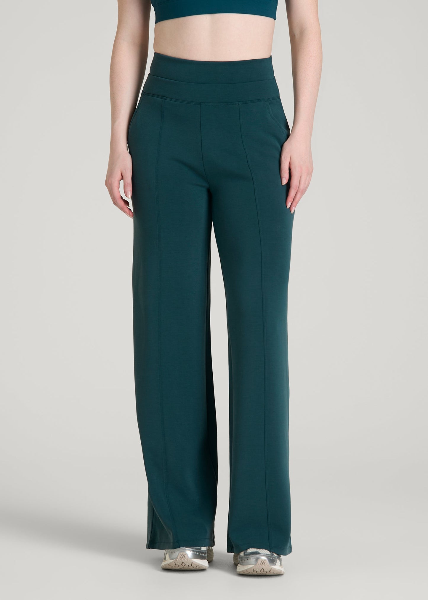 American Tall Women Soft Motion Wide Leg Ultra High Rise Pant for Tall Women in Deep Teal
