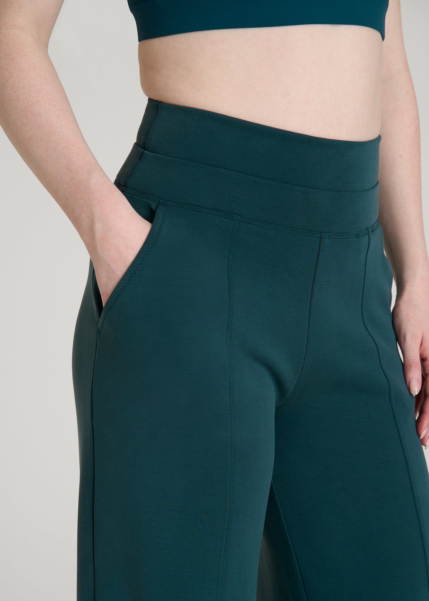 American Tall Women Soft Motion Wide Leg Ultra High Rise Pant for Tall Women in Deep Teal