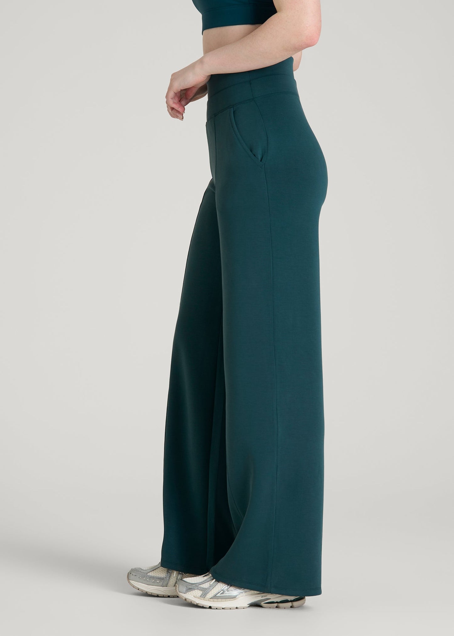 American Tall Women Soft Motion Wide Leg Ultra High Rise Pant for Tall Women in Deep Teal