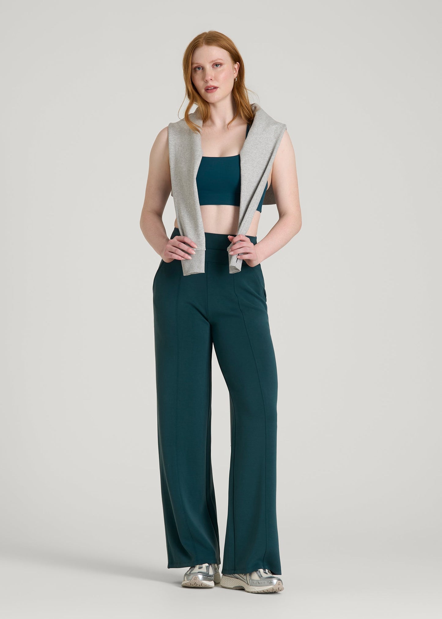 American Tall Women Soft Motion Wide Leg Ultra High Rise Pant for Tall Women in Deep Teal